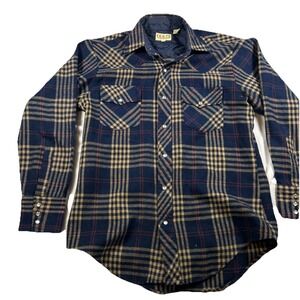 Vintage plaid pearl snap jacket sz M up collared outdoors western Forte